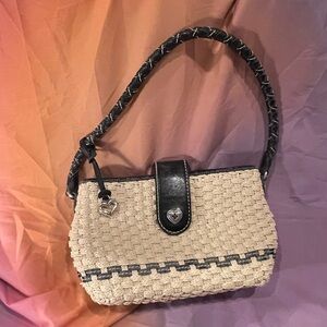 Elegant Black and Cream Woven Handbag